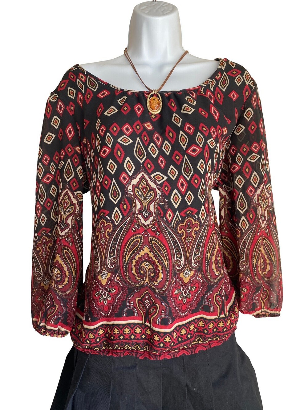 Christopher & Banks Plus XL Boho Paisley Blouse Whimsigoth Fairycore Fall Tunic